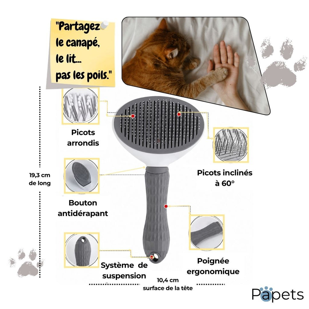 Brosse Autonettoyante pour Chiens et Chats Papets