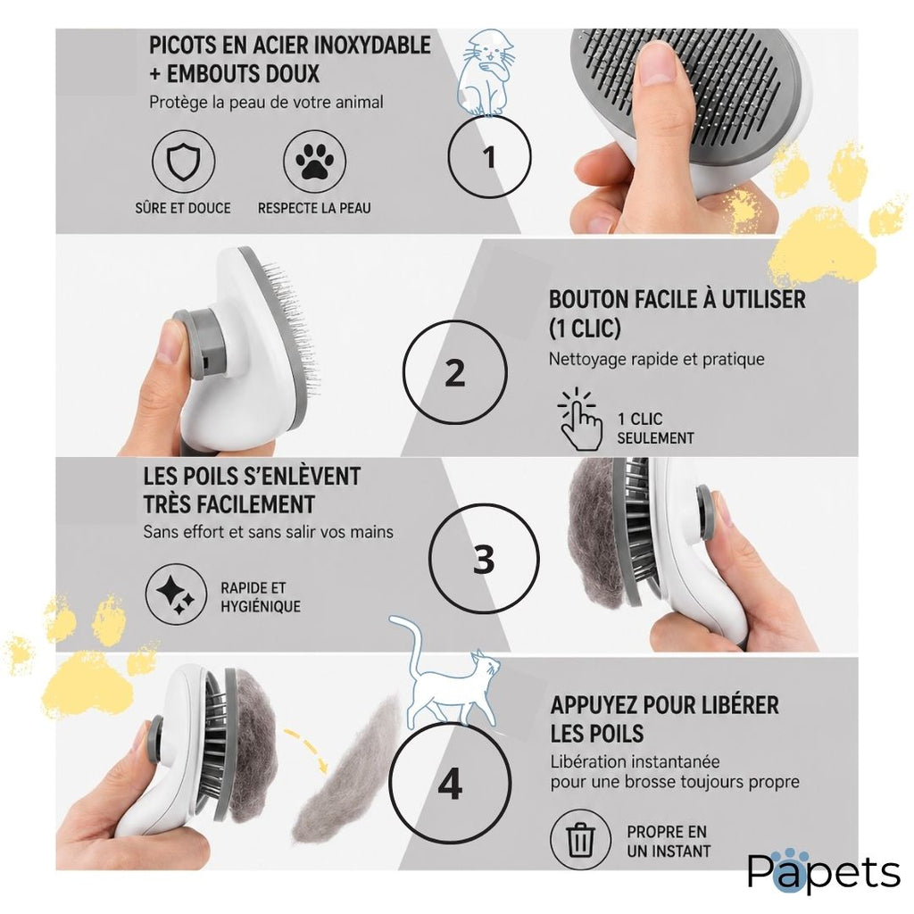 Brosse Autonettoyante pour Chiens et Chats Papets